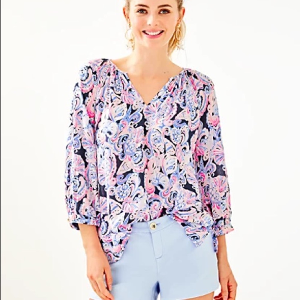 Lilly Pulitzer 3/4 Sleeve Willa Top